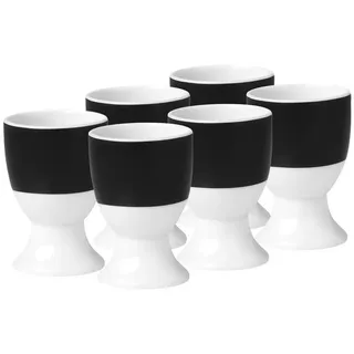 Van Well Eierbecherset , Schwarz, Weiß , Keramik , 6-teilig , rund , 6.5 cm , Geschirr, Tischkultur & Serviergeschirr, Eierbecher
