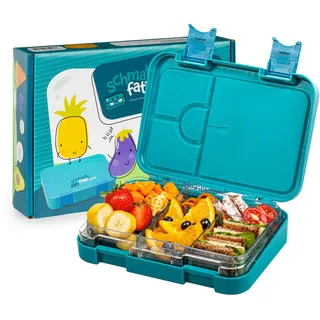 schmatzfatz Junior Brotdose Kinder mit Fächern, BPA Frei Lunchbox, Bento Box Kinder, Brotbox für Mädchen & Jungen, Snackbox, Perfekt für Schule, Kindergarten & Ausflüge (Petrol)