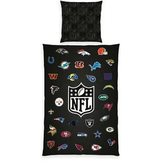Herding NFL Teams, Kopfkissenbezug ca. 80 x 80 cm, Bettbezug ca. 135 x 200 cm, Mit Markenreißverschluss, 100% Baumwolle/Renforcé