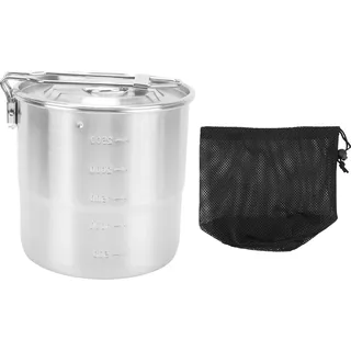 Camping Kochtopf 304 Edelstahl Tragbarer Reiskocher aus Metall Kochgeschirr für Outdoor-Wanderungen Einhandgriff