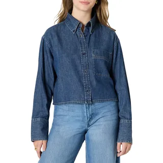 Amazon Essentials Damen Oversize-Denimhemd Mit Fest Geknöpftem Kragen