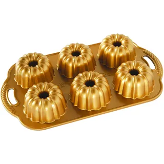 NordicWare Backform - Kuchenform - Minikuchen - Anniversary Bundtlette, Aluminium, Gold, 21,8 x 32,8 x 5,1 cm, 1 Einheiten, 86277