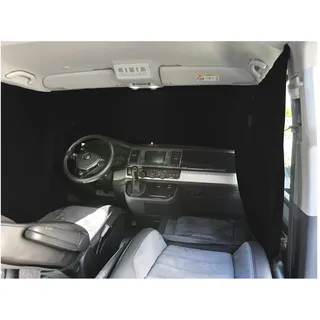 BREMER SITZBEZÜGE Frontscheibe Sonnenschutz Camping Führerhaus Gardinen Vorhang kompatibel mit Ford Tourneo Transit Custom ab 2012-2018 in Schwarz