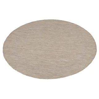 Carpetsale24 In- & Outdoor Teppich - Wetterfestes Flachgewebe in Sisal-Optik mit Bordüre, Küchenteppich, Terrasse, Wohnzimmer Grösse: 120 cm Rund - Beige