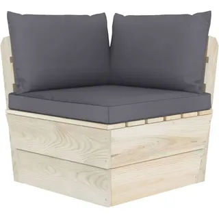 vidaXL Garten-Paletten-Ecksofa mit Kissen Imprägniertes Fichtenholz - Grau