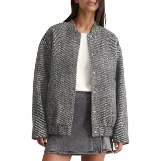 Marc OߴPolo Denim Damen Übergangsjacke mit Fischgrät-Muster Relaxed Fit, Schwarz (Black Multi 11), XL