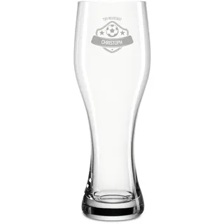 Leonardo® Personalisiertes Weizenbierglas mit Gravur – Design: Fußball Wappen – 500 ml – Glas – Weizenglas
