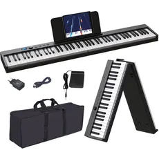 OYAYO Faltbares Klavier mit 88 Tasten Piano Full Size Semi Weighted, Faltbares Klaviertastatur mit USB MIDI & Bluetooth, Klaviertasche, Piano Keyboard für Anfänger Geschenk