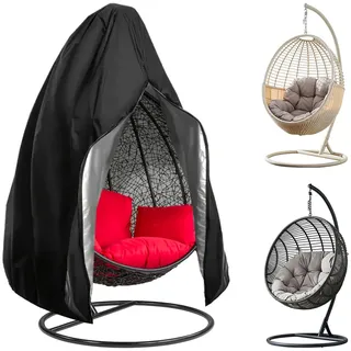 LUKDUNG Hängesessel Abdeckung, Schutzhülle für Hängesessel, 210D Oxford Abdeckung Outdoor mit Reißverschluss Kordelzug, Wasserdicht Winddicht, Schwarz, 190x115cm