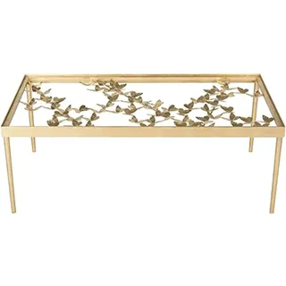 Safavieh Cherise Schmetterling Kaffeetisch, Metall, Gold / Klar,60 X 121 X 45.21 cm