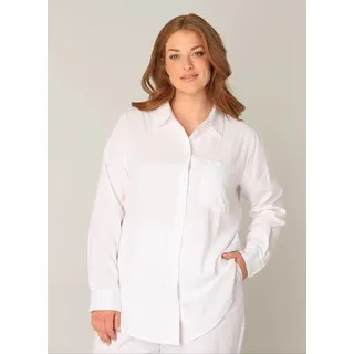 Base Level Curvy Langarmbluse »Yaella« mit Knopfleiste und aus Leinen, weiß