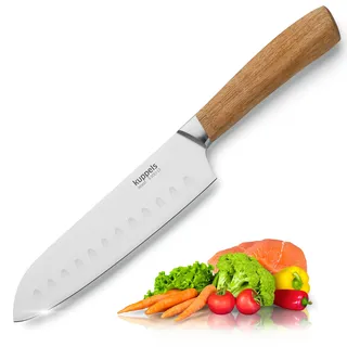 Kuppels WOOD Santokumesser mit Kullenschliff, 17 cm, Chrom-Vanadium-Stahl