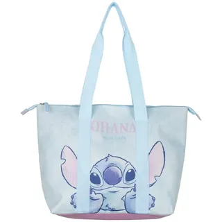 Stitch Strandtasche - Farbe Blau und Rosa - 47x33x15cm - Hergestellt aus Polyester - Stofftasche mit Reißverschluss - Geräumiges Hauptfach - Original Produkt entworfen in Spanien