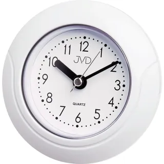 JVD SH33.1 Wanduhr Baduhr Badezimmeruhr weiß klein leise ohne Ticken - Weiß, Schwarz