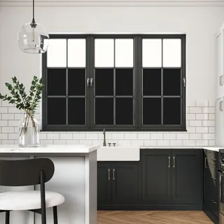 Ambiance Sticker Klebefolie, Blickdicht, schwarz, für Fenster, elektrostatisch, Blickdicht, für Fenster, Anti-UV – H 45 cm x L 7 m