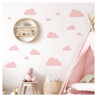 DEKO KINDERZIMMER Wandsticker Wolken Set Wandtattoo rosa Mädchen Babyzimmer Wandaufkleber Schlafzimmer Wanddeko selbstklebend DK1055-01