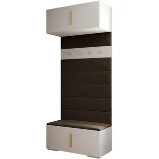 MEBLE KRYSPOL Inova 1 Flurmöbel-Set, 236,7x100x47cm - Weiß, Gold, Manila 04