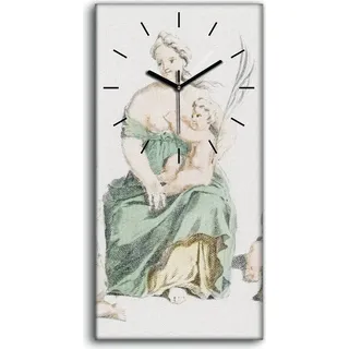 Leinwand Uhr Küche Wohnzimmer Bild 30x60 Zeichnen Alte Frauen Kinder Kunst - schwarze Hände - Weiß