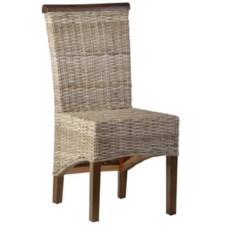 MiaMöbel Rattanstuhl 'Larissa' 47 x 47 x 98 cm grau