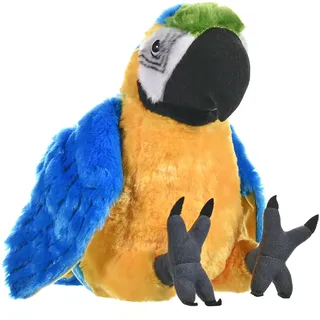 Wild Republic 11498 Plüsch Ara Papagei, Cuddlekins Kuscheltier, Plüschtier, 30cm, Blau