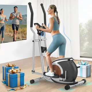 Neezee Crosstrainer für Zuhause mit 6KG Schwungrad, Pulssensor, Bis 120 kg | Leiser Ellipsentrainer mit 16 einstellbaren Widerstandsstufen, Bluetooth‐LCD‐Display, Rutschfeste Pedale