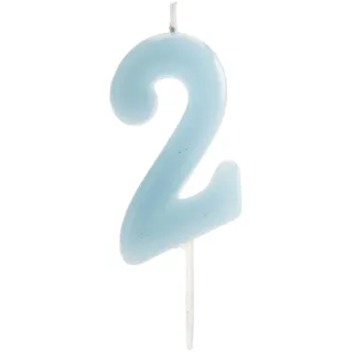 dekora - Originale Geburtstagskerzen Zahlen in Blau - Kerze 2 Geburtstag Junge - Geburtstagskerze 2 Jahr