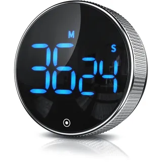 CSL - Küchentimer Eieruhr digital magnetisch – großes LED Display – Kurzzeitimer – Countdown und Countup – Küchenuhr mit Restzeitanzeige – Alarmton einstellbar 70/85 db(A) – Silber