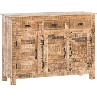 Sideboard Caribou 3 türig mit Schubkasten Massivholz Kommode Anrichte Landhaus - Braun
