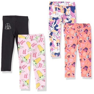 Amazon Essentials Disney | Marvel | Star Wars | Frozen | Princess Mädchen Leggings, 4er-Pack, Star Wars Vader, 9 Jahre