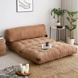 Dmora Schlafsofa 2-Sitzer Dysnomia 120x75 cm Braun mit Stauraum