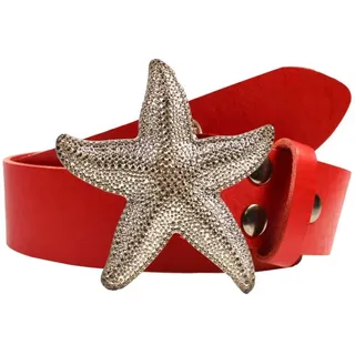 Rettungsring Gürtel Ledergürtel mit austauschbarer Schließe »Seestern Silber«, rot