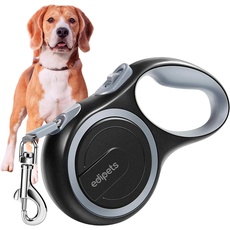 Edipets, Hundeleine, Ausziehbar, Einziehbar, 3, 5 und 8 Meter, Flexibles Band für Rechts- und Spaziergänge, Dog Leash, Rolleine, Flexileine, Retractable (Grau, 5 Meter <20kg)