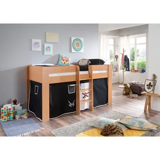 RELITA Hochbett Andi 90 x 200 cm Buche nachbildung schwarz pirat