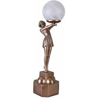 Lampe Art Deco Tischlampe Frauenfigur Tischleuchte Kugelschirm Nachttischlampe