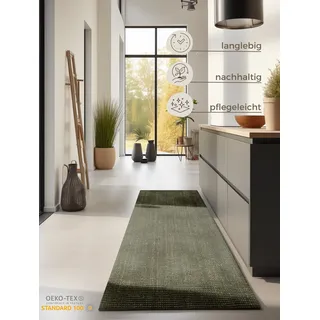 HANSE HOME "Jaipur Juteteppich, als Läufer und in Rund", grün, B:80cm H:10mm L:200cm, Jute, Teppiche, Teppich, 100% Naturfaser, Wohnzimmer, Esszimmer, Schlafzimmer, GRS