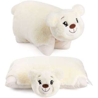 Brubaker Kuscheltier-Kissen Bär - 2 in 1 Teddybär und Kuschelkissen - 40 x 30 cm Plüschtier - Teddy, Beige - Beige