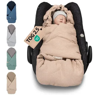 ULLENBOOM Einschlagdecke für die Babyschale - Ideal für Herbst & Winter | TOG 2.5, Oberstoff: 100% Baumwolle, gefüttert, OEKO-TEX zertifiziert, Einfaches öffnen & schließen, Made in EU, Waschbar