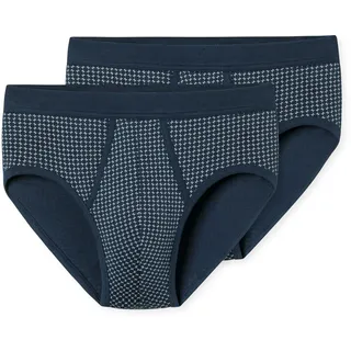 Slip SCHIESSER "Original Classics", Herren, Gr. 7, blau (801, blau), Feinripp, Obermaterial: 100% Baumwolle, eng, Unterhosen Slip, mit kontrastfarbenem Karomuster