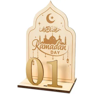 HOWAF Ramadan Kalender 2026, Ramadankalender 2026, Ramadan Adventskalender aus Holz, Ramazan Takvimi 30 Tage Countdown Eid Mubarak Kalender Geschenke für Ramazan Dekor Eid Dekoration Zuhause