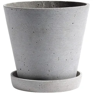 HAY Flowerpot Pflanztopf m. Untersetzer, Polystone, Grau, 17,5 x 17,5 x 16,5 cm