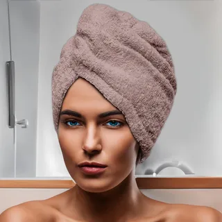 Soleil d'ocre Badetuch für den Kopf, Baumwolle, 24 x 62 cm, Lagune Altrosa