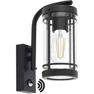 qfzwj Aussenlampe mit Bewegungsmelder, Edelstahl Schwarz Aussenleuchte,Anthrazit Wandleuchte aussen,IP44 Wasserdichte Außenlampe,E27 Base Wandlampe Max.60W