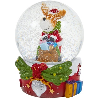 Weihnachten Rot Basis Schneekugel Wasserball 9cm - Rentier