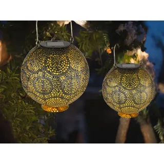 Orientalische Solarkugeln für den Garten, Outdoor Hängeleuchten Set Bodenleuchte