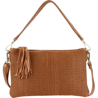 HARBOUR 2nd Clutch "Ivellina" Damen Handtasche, Umhängetasche, Schultertasche mit modischen Fransen, hellbraun