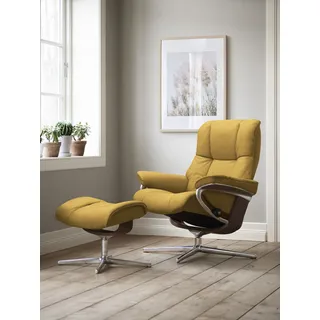 Stressless® Relaxsessel »Mayfair«, (Set, Relaxsessel mit Hocker), mit Hocker, mit Cross Base, Größe S, M & L, Holzakzent Braun gelb