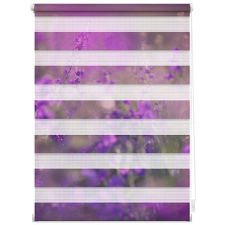 Lichtblick Duo Rollo / Doppelrollo Klemmfix 45 x 150 cm blumenwiese/fuchsia violett