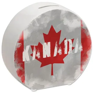 speecheese Spardose mit Kanada-Flagge im Used Look - Sparschwein für Urlauber eine schöne Sparbüchse mit der kanadischen Nationalflagge verziert um auf die Reise nach Kanada zu sparen