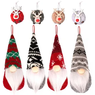 Weihnachtsbaumschmuck, 8 Stück Weihnachtsbaum Anhänger, Wichtel Elch Anhänger Weihnachten, Skandinavische Weihnachtsdeko Plüsch Puppen, Christbaumanhänger Weihnachtsdeko, Tisch, Kaminsims & Geschenk
