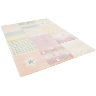 Pergamon Kinder Teppich Maui Kids Karo Stars Rosa 80x150cm